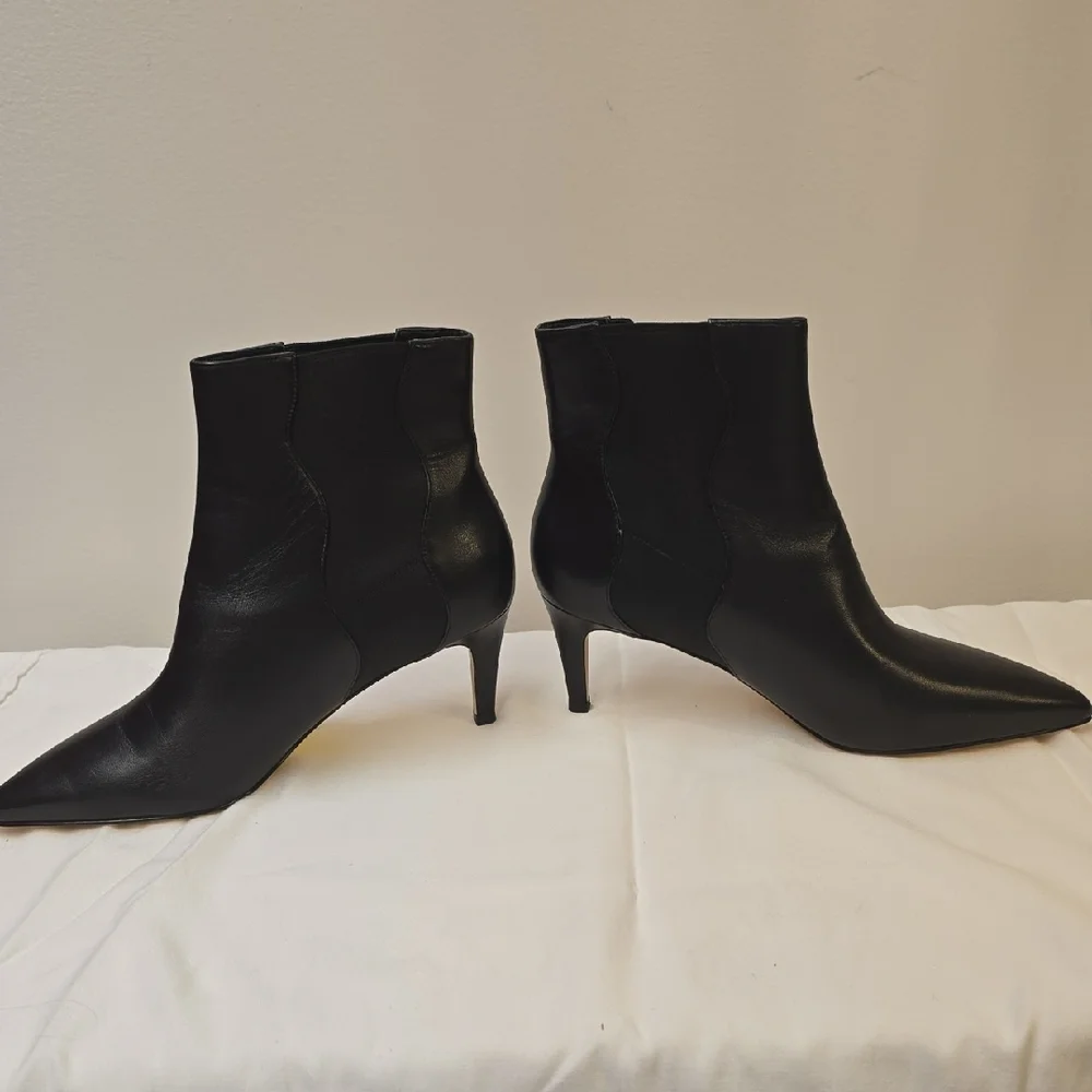 Cole Haan Black Pointed-Toe Leather Ankle Boots - Picture 3 of 9